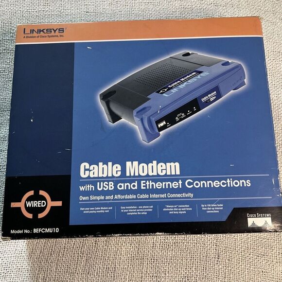Linksys BEFCMU10 Cable Modem With USB & Ethernet Connections 42.88 Mbps - Picture 4 of 6